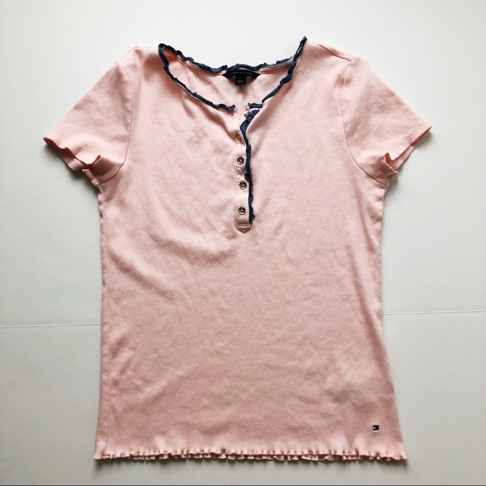 Pink and blue Tommy Hilfiger t-shirt. Size Large